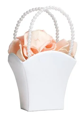 SATIN WHITE FLOWER BASKET