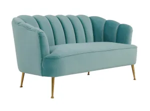 Sea Blue Velvet Settee