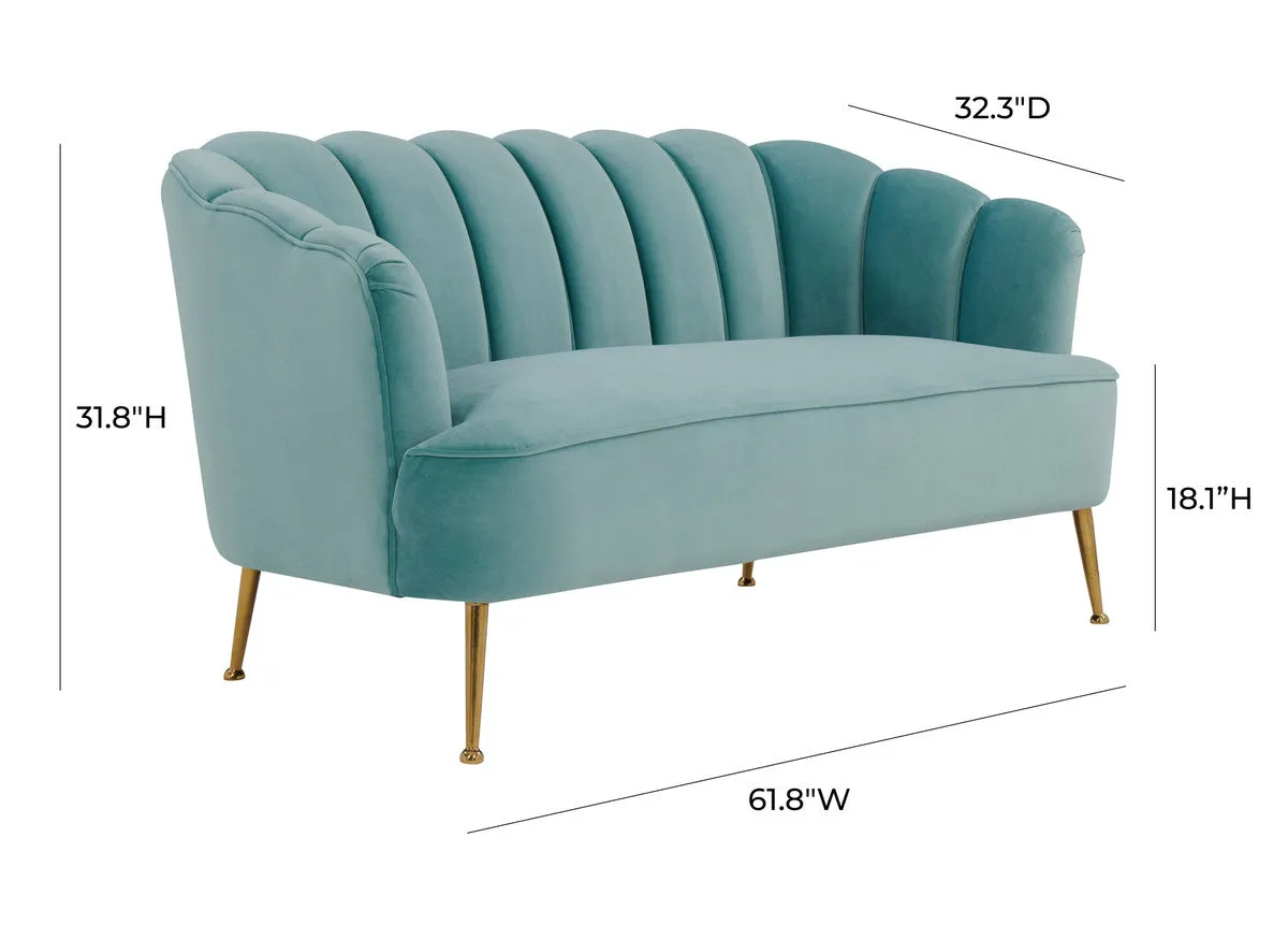 Sea Blue Velvet Settee