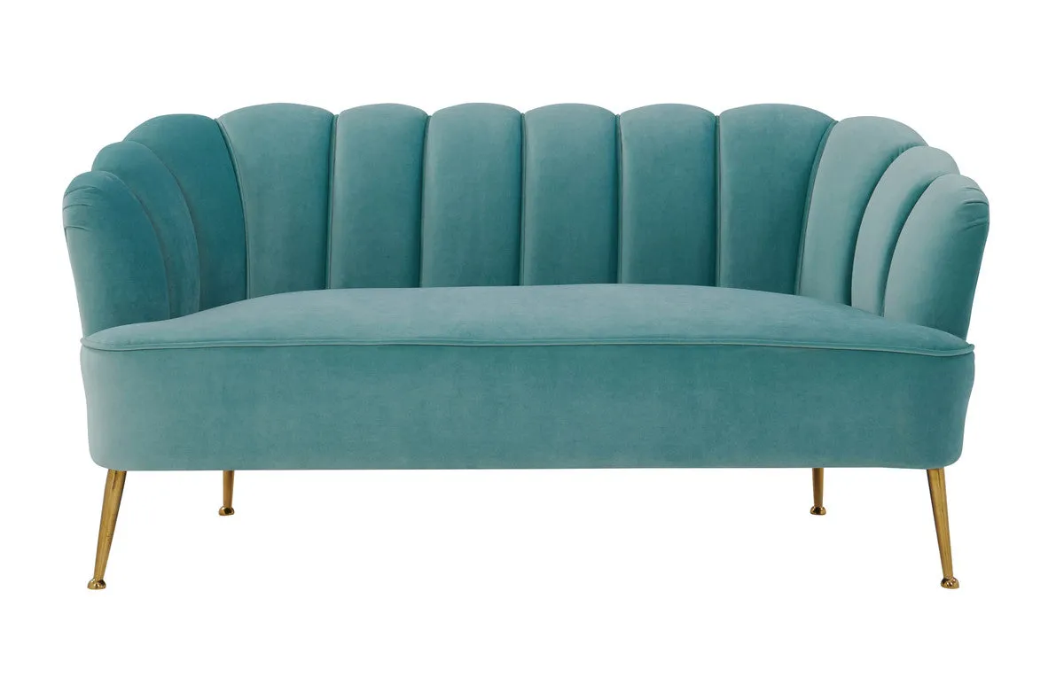 Sea Blue Velvet Settee