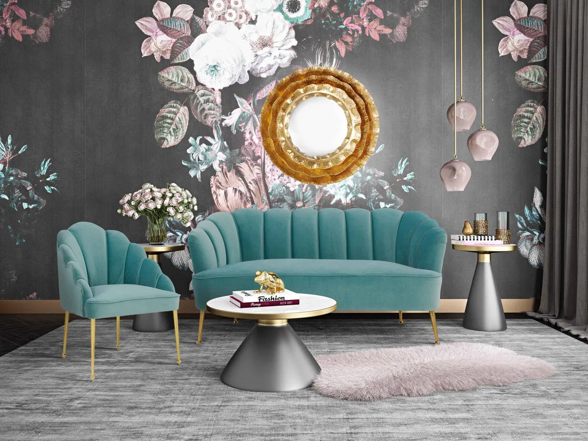 Sea Blue Velvet Settee