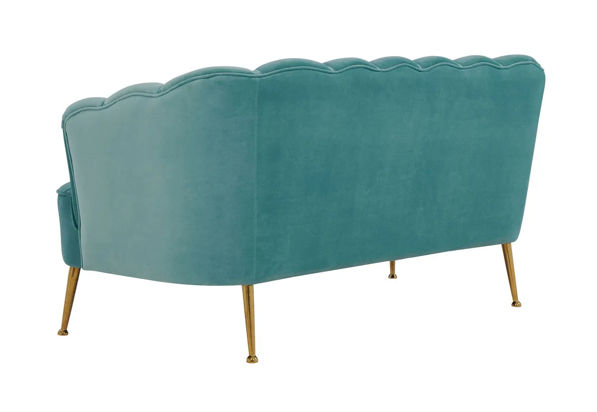 Sea Blue Velvet Settee