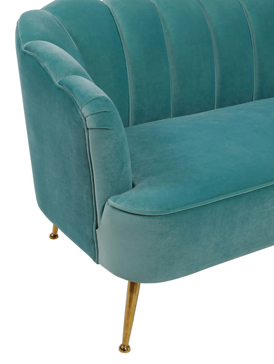 Sea Blue Velvet Settee