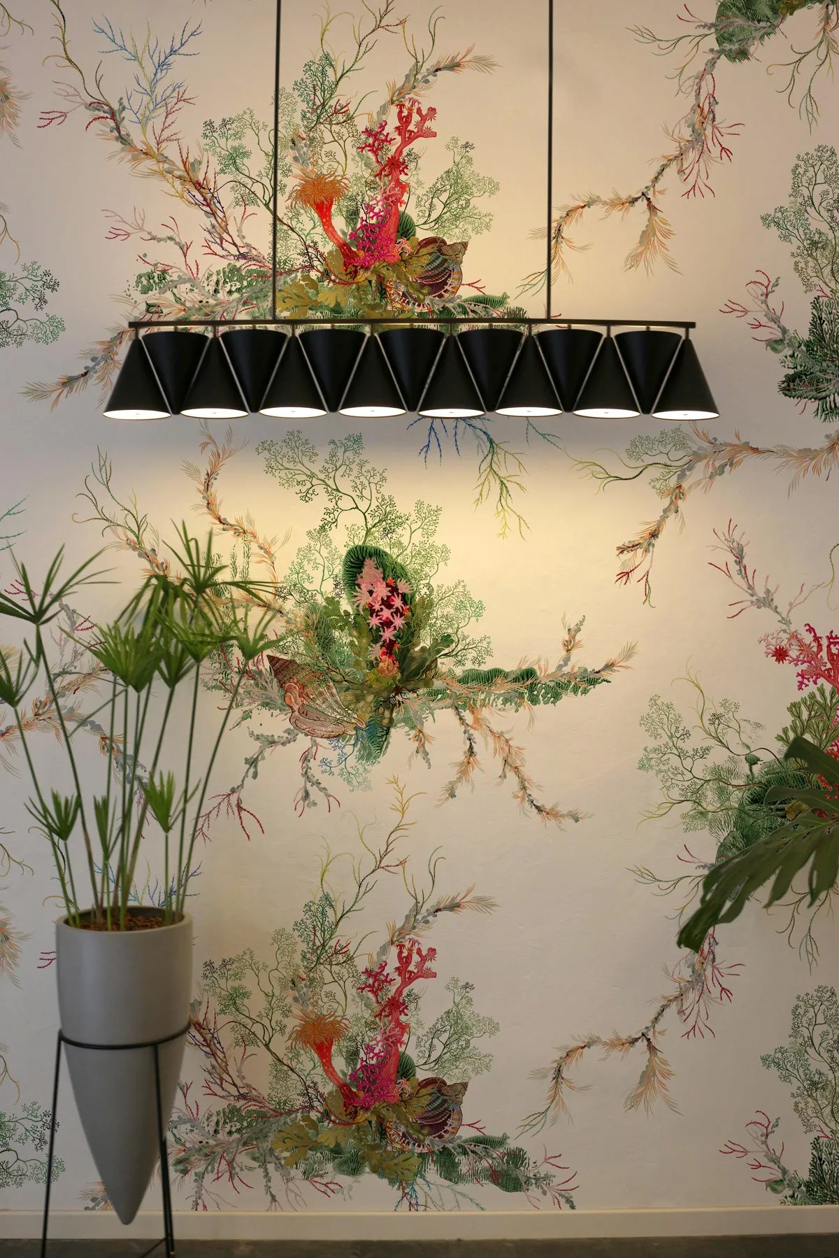 seaweed and shell wallpaper