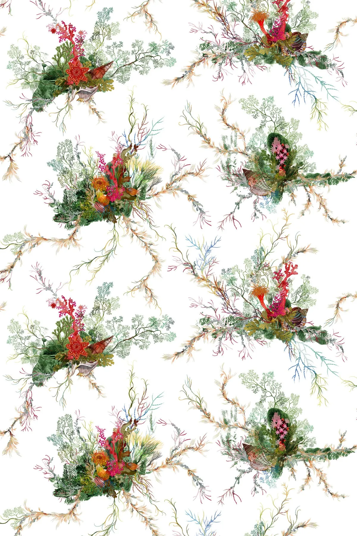 seaweed and shell wallpaper