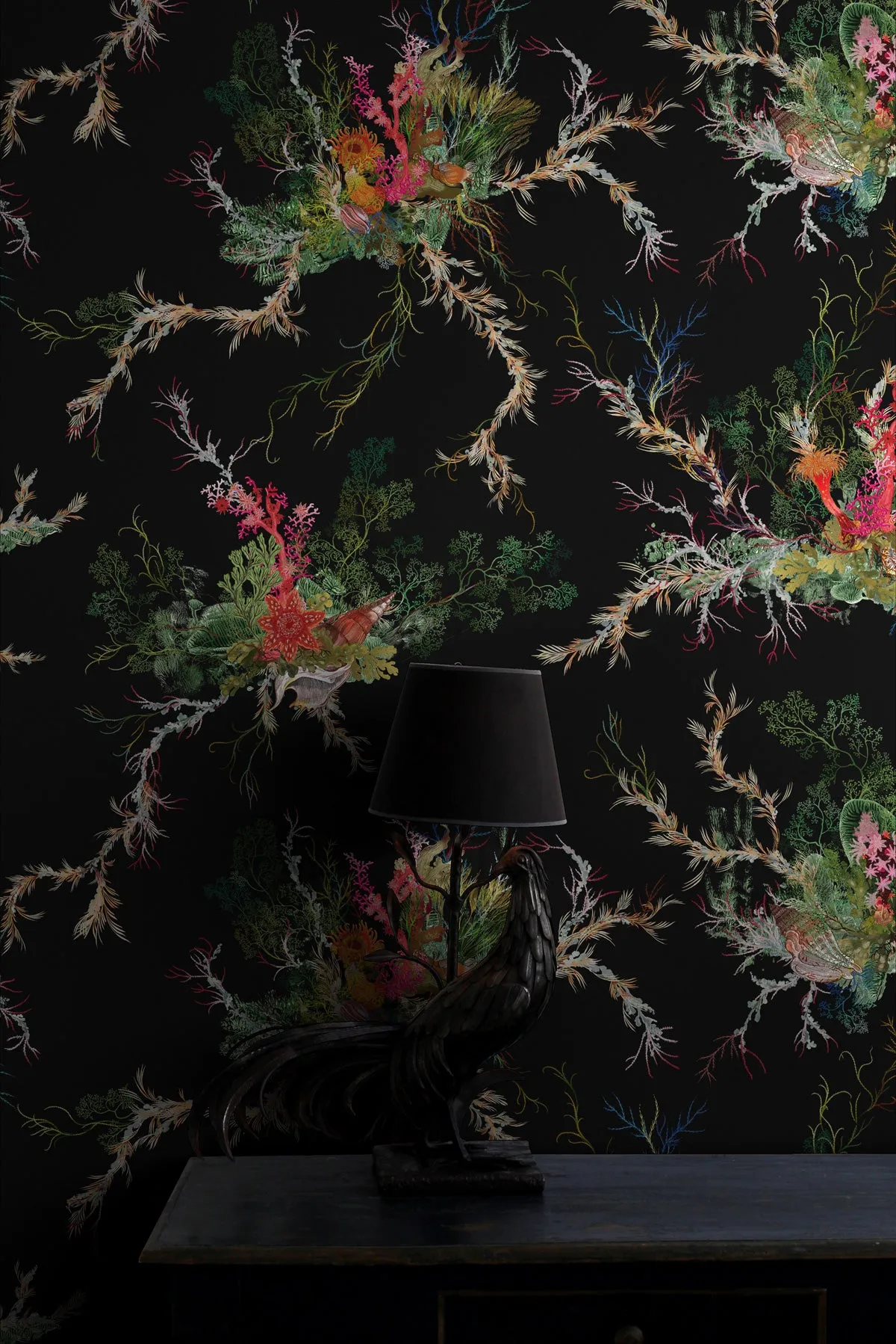 seaweed and shell wallpaper