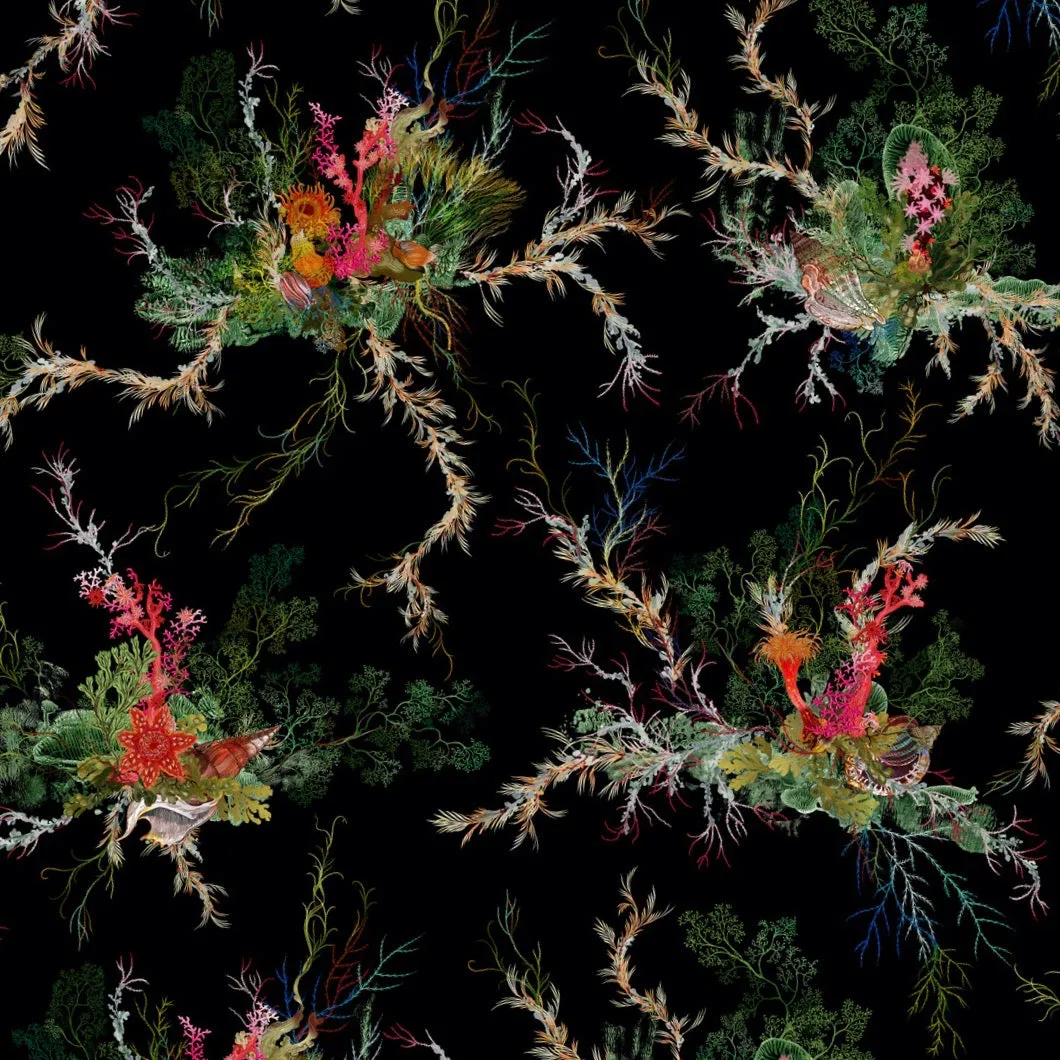 seaweed and shell wallpaper