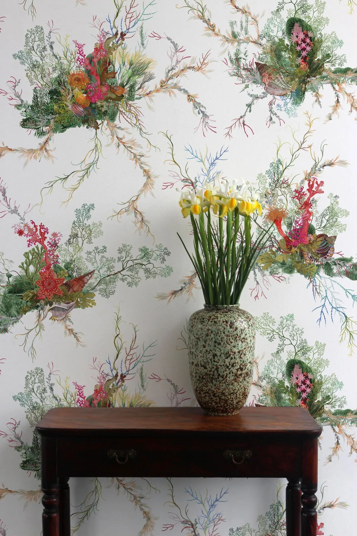 seaweed and shell wallpaper