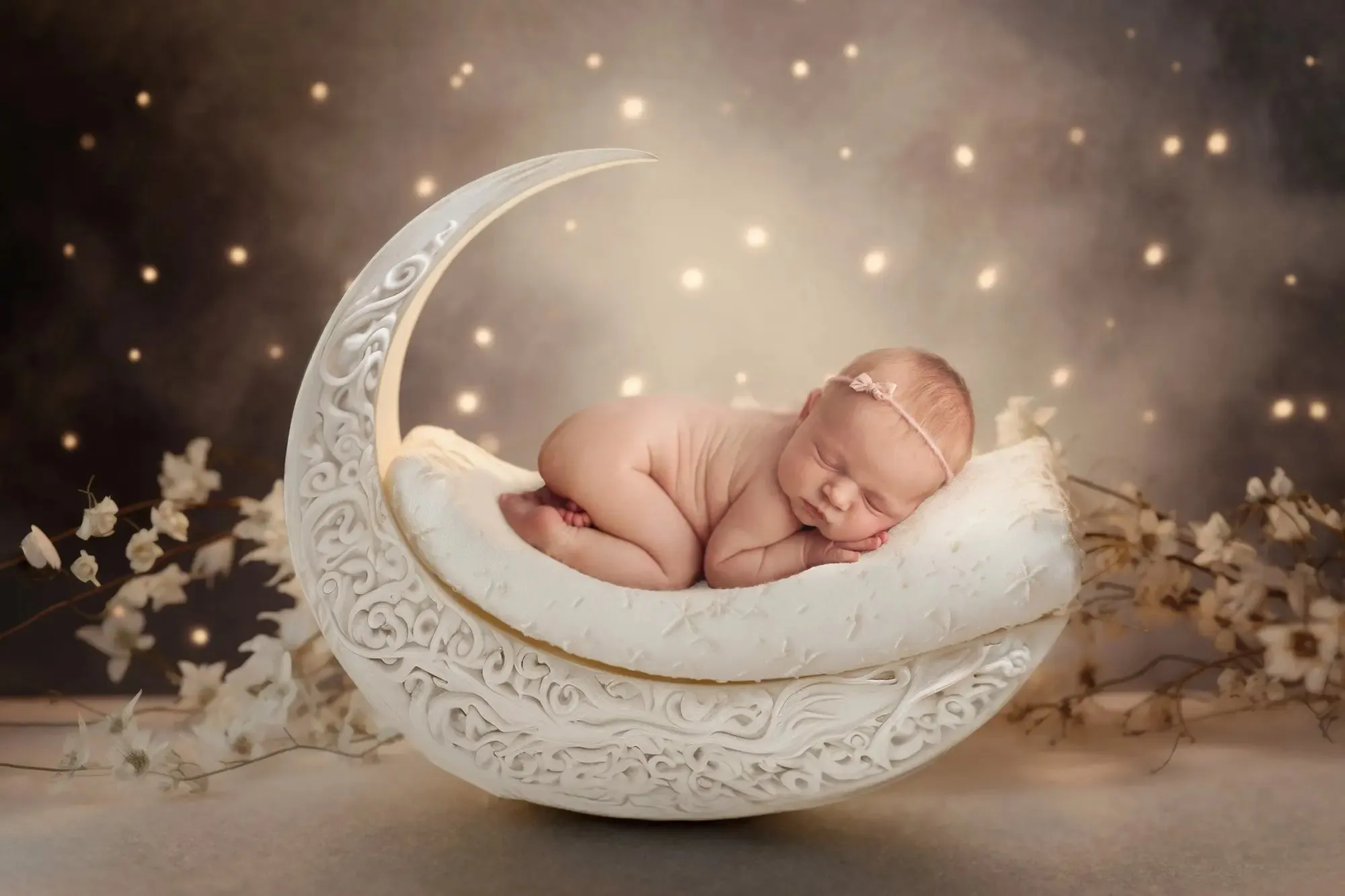Serene Cradle Moon Digital Background
