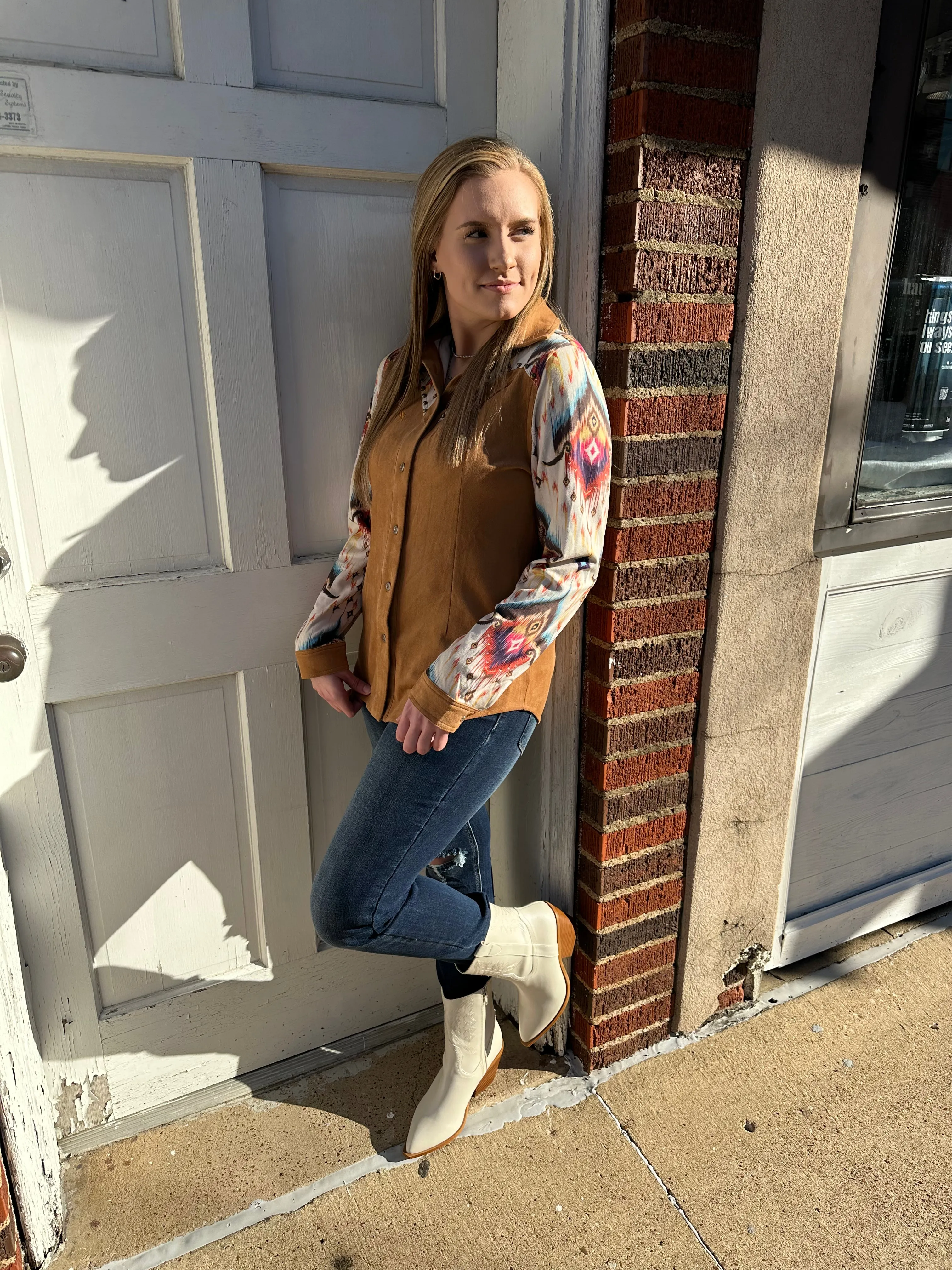 Shotgun Rider Top: Blue Mix