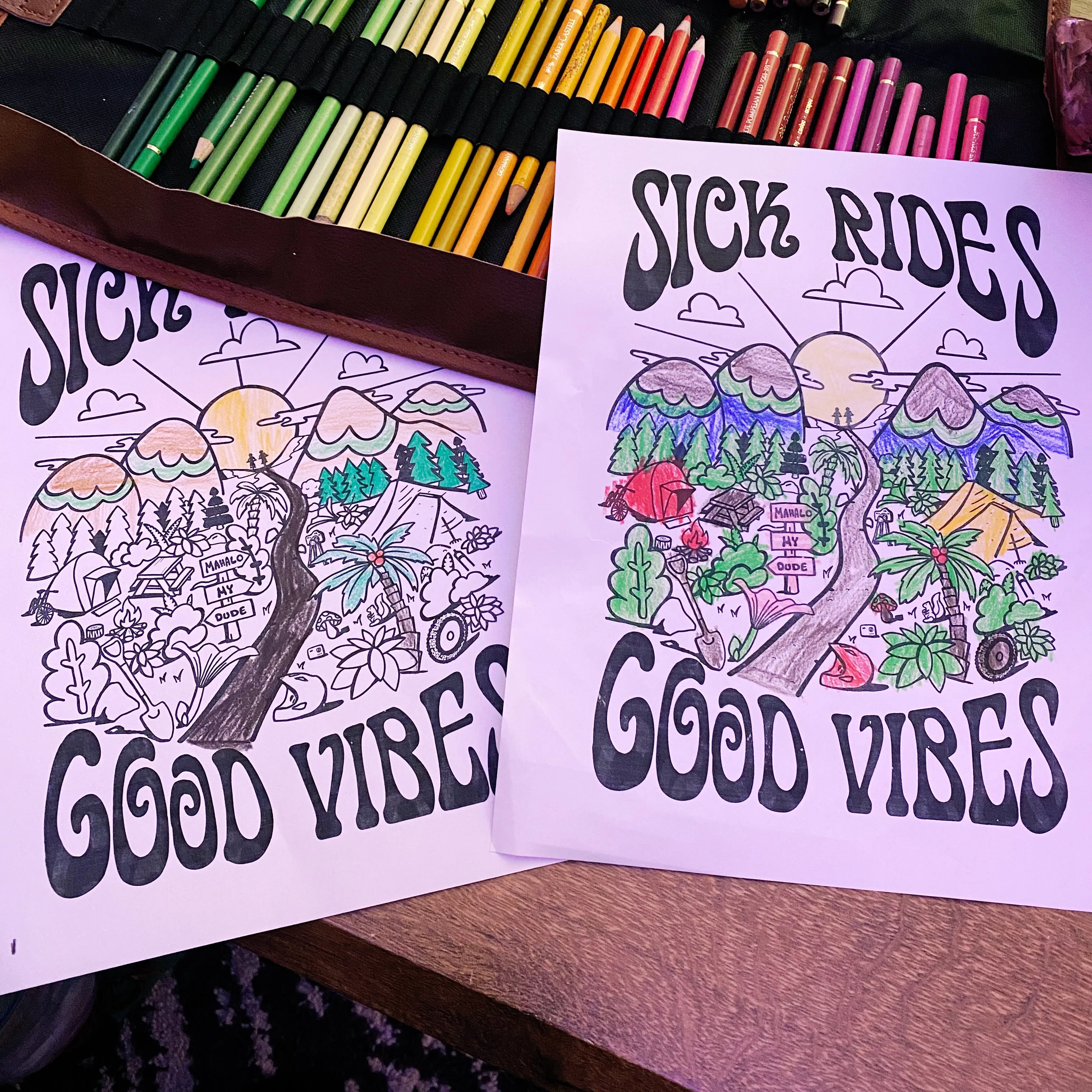 Sick Rides Good Vibes Colouring Page (DIGITAL DOWNLOAD)