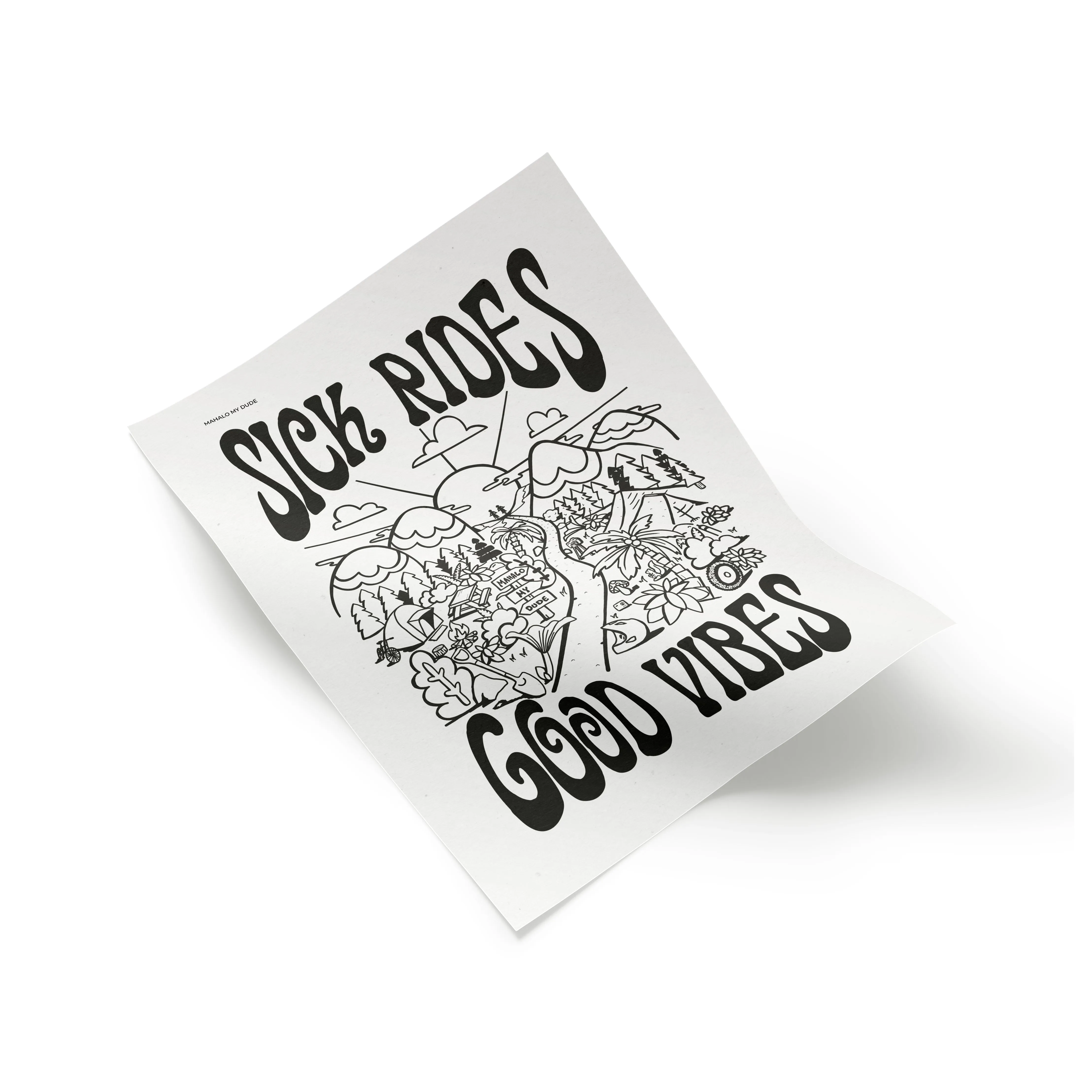 Sick Rides Good Vibes Colouring Page (DIGITAL DOWNLOAD)