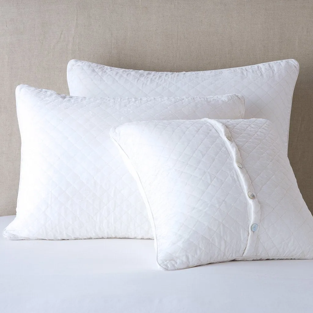 Silk Velvet Quilted Deluxe Sham - White
