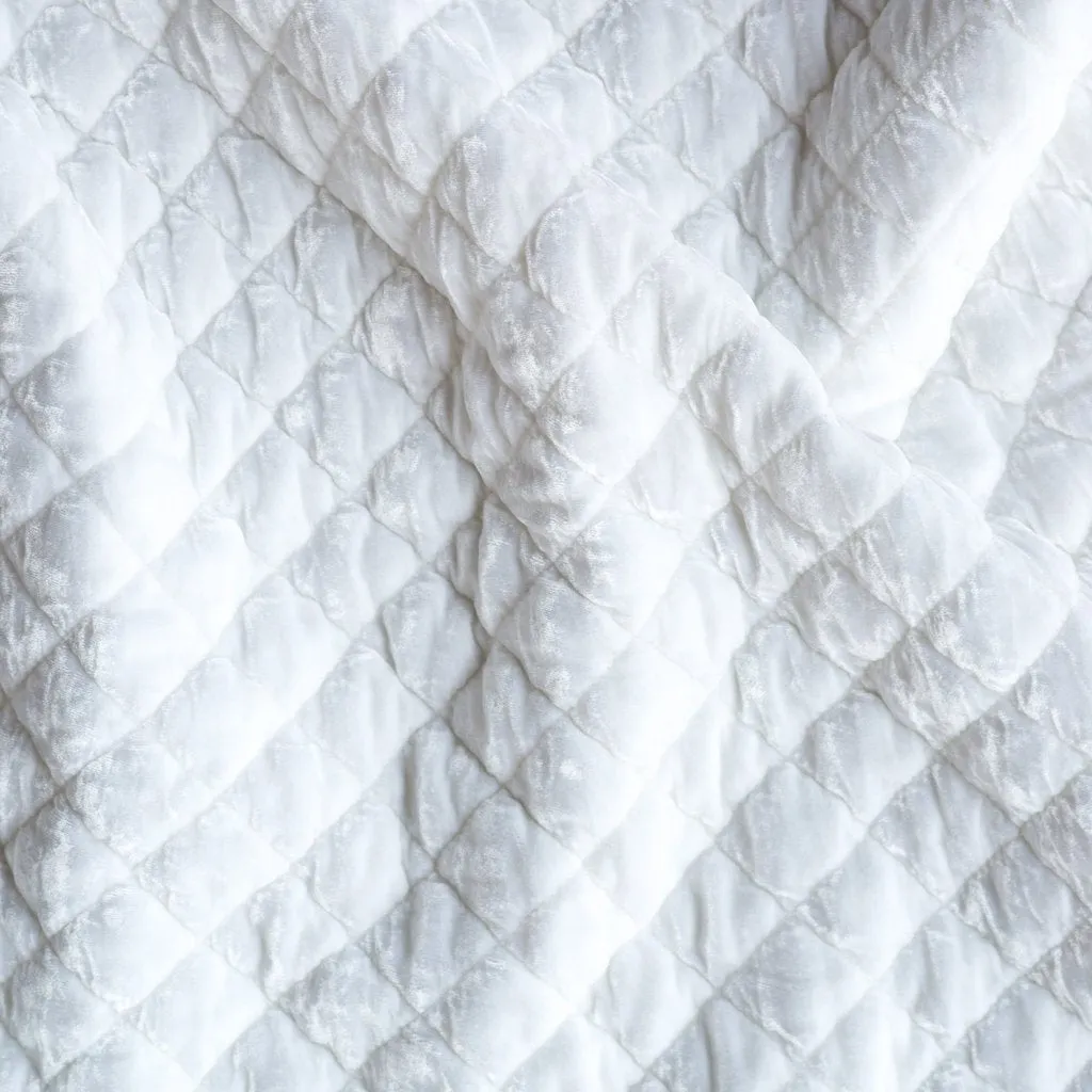 Silk Velvet Quilted Deluxe Sham - White