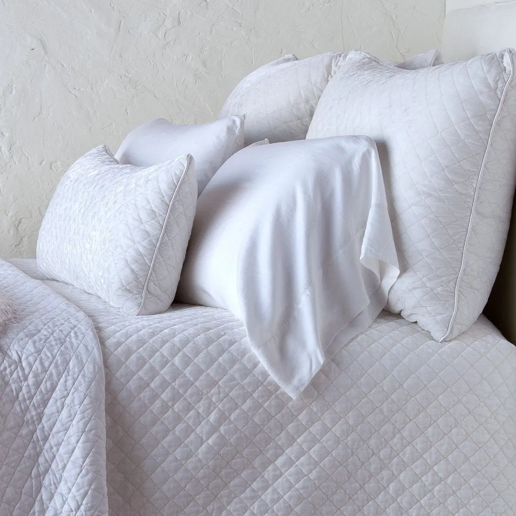 Silk Velvet Quilted Deluxe Sham - White