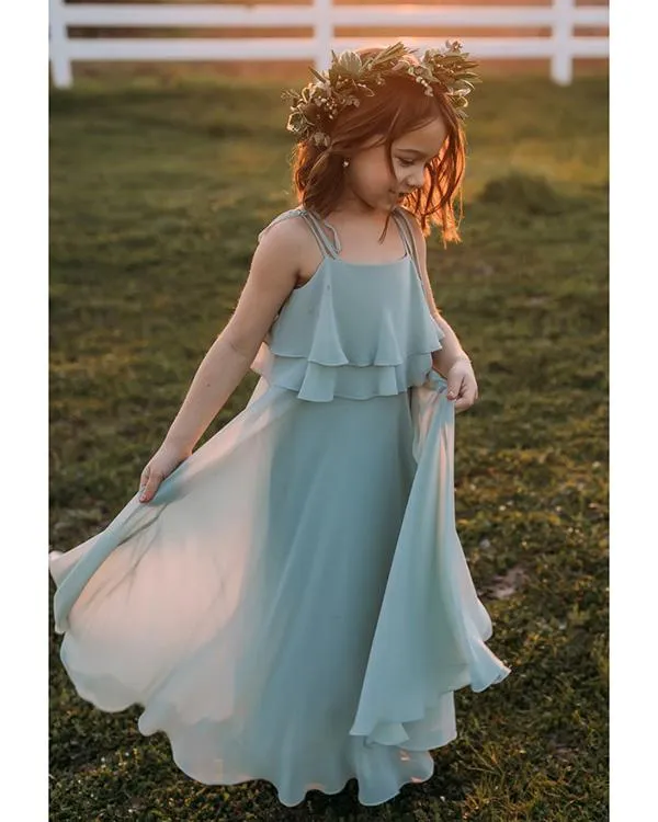 Silver Flower Girls Dresses A-line First Birth Party Gowns