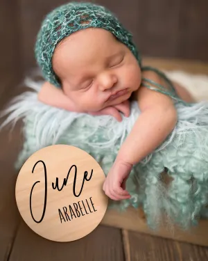Simple Baby Announcement Wooden Circle
