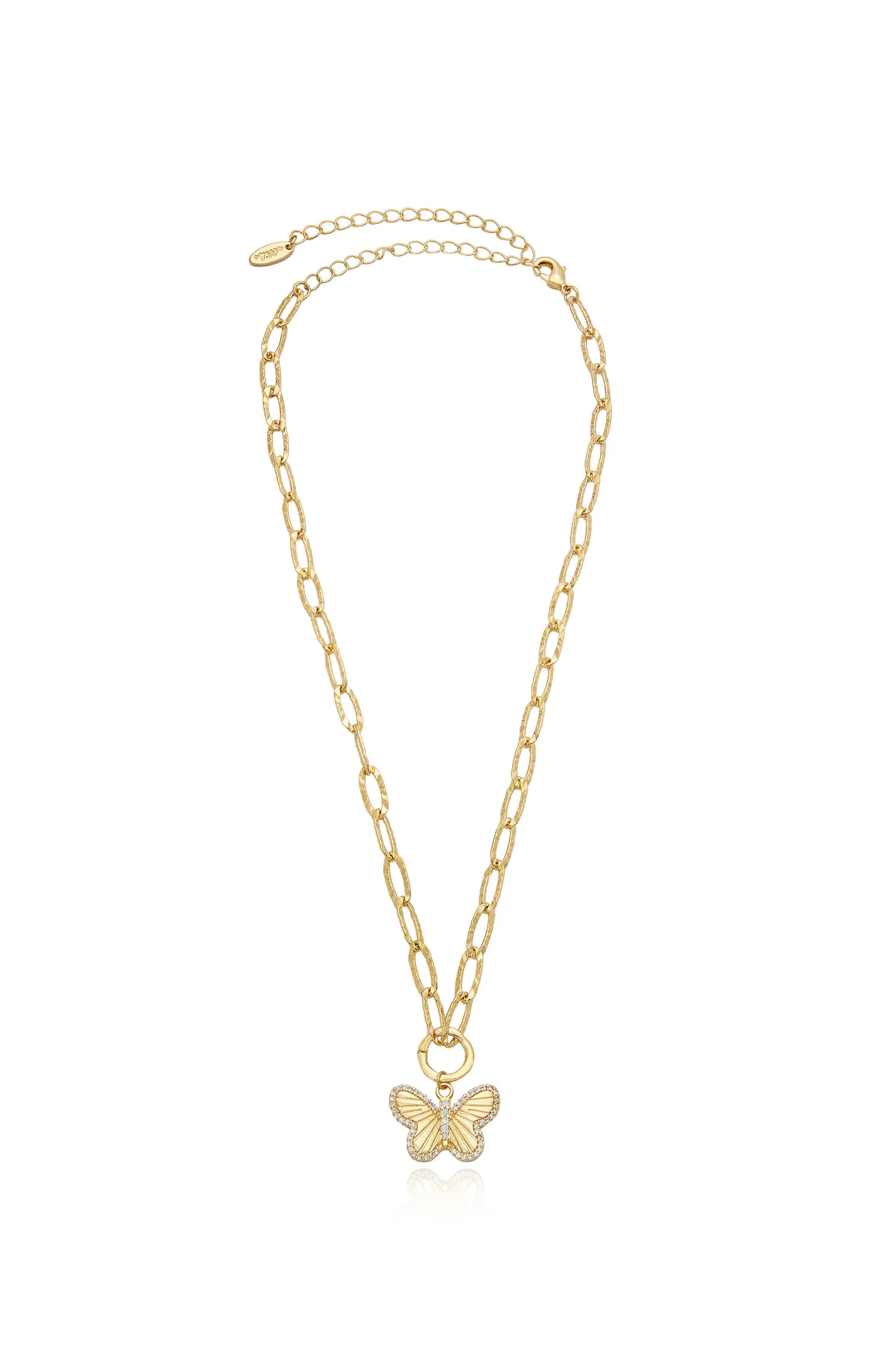 Simple Butterfly 18k Gold Plated Pendant Necklace