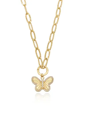 Simple Butterfly 18k Gold Plated Pendant Necklace