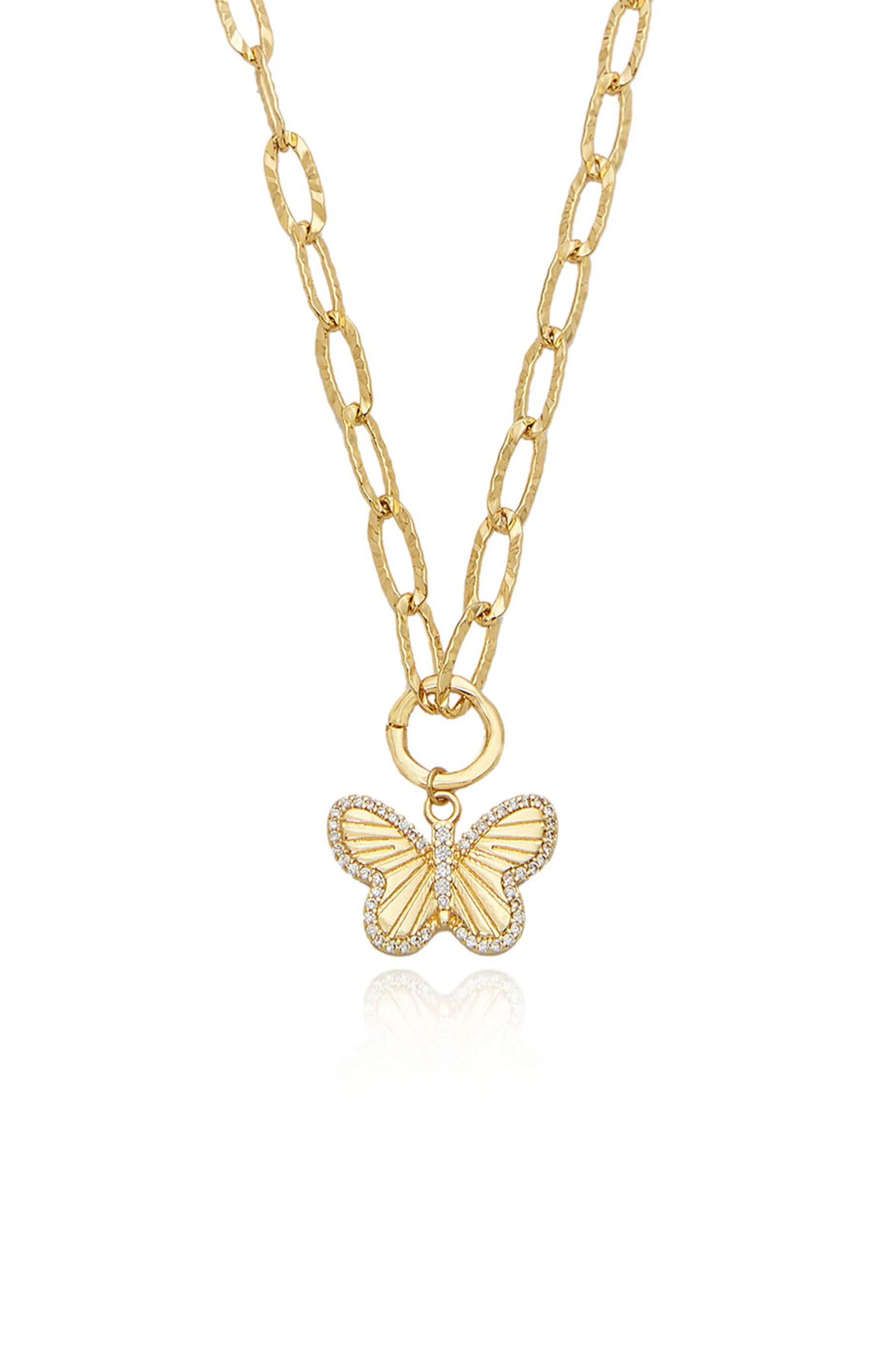 Simple Butterfly 18k Gold Plated Pendant Necklace