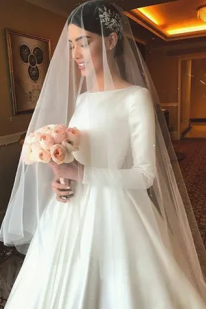 Simple Cathedral Length Tulle Wedding Veil