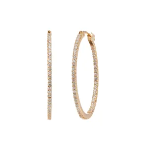 Simple Elegance White Diamond Medium Hoops