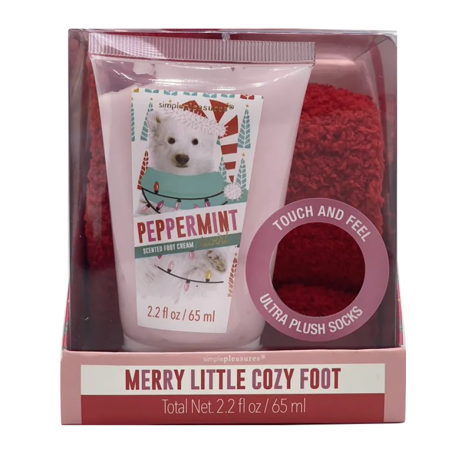 Simple Pleasures Ultra Plush Socks & Foot Cream Set - Peppermint