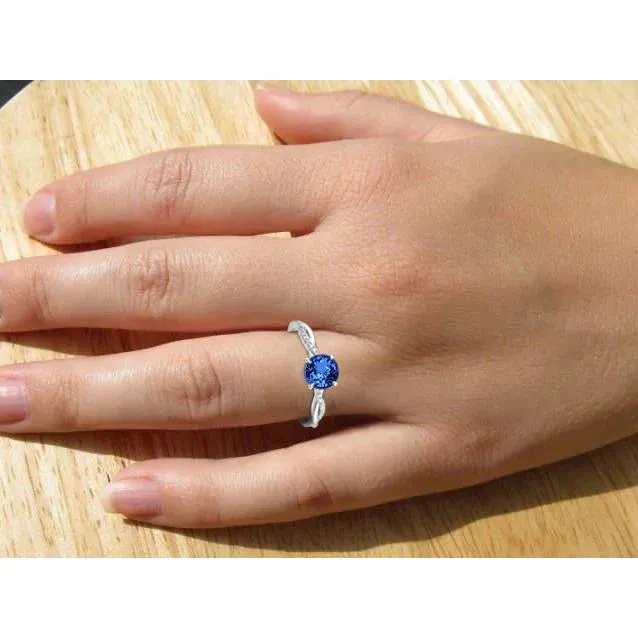 Simple Sapphire Natural Earth Mined Diamond Ring