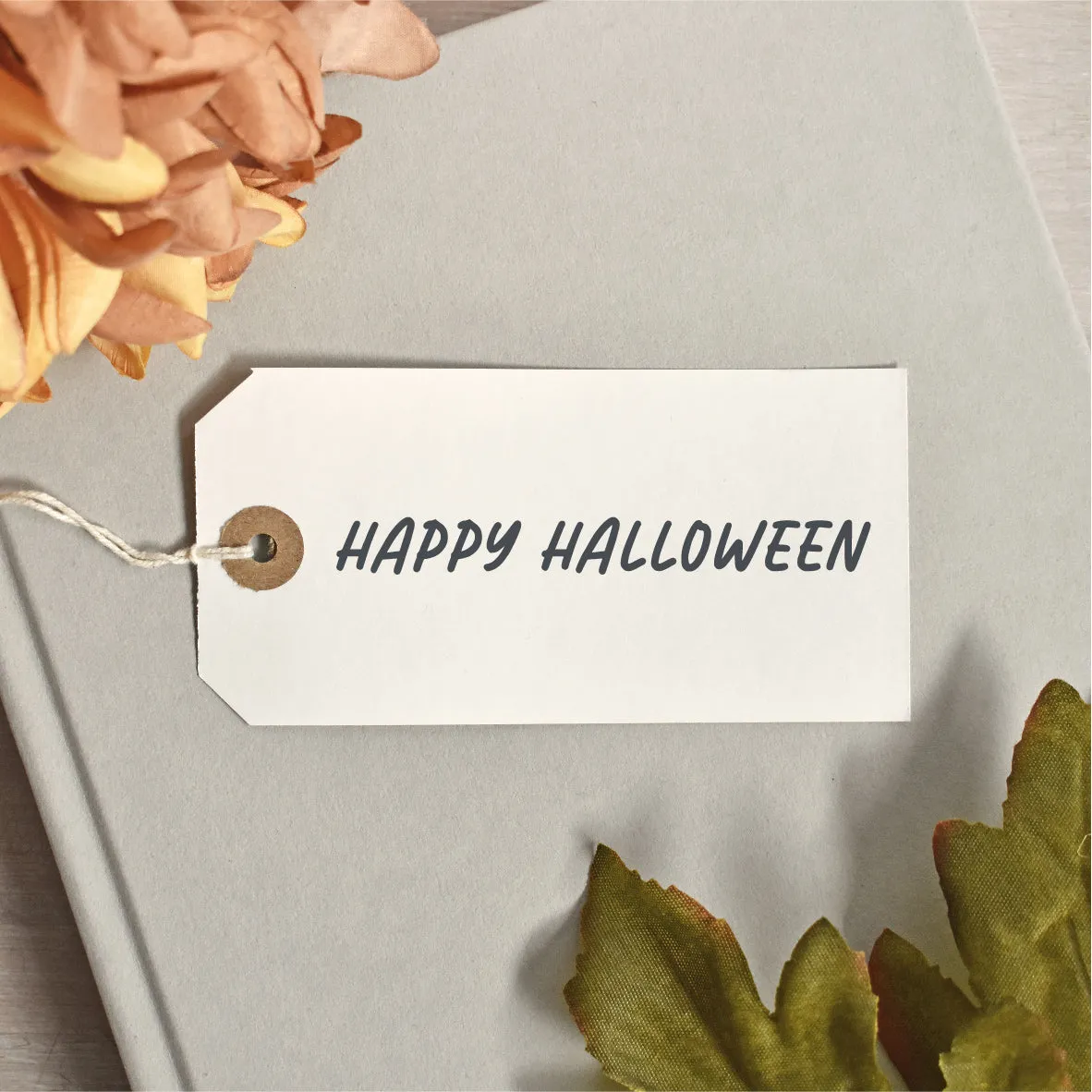 Simple Single Line Happy Halloween Rubber Stamp