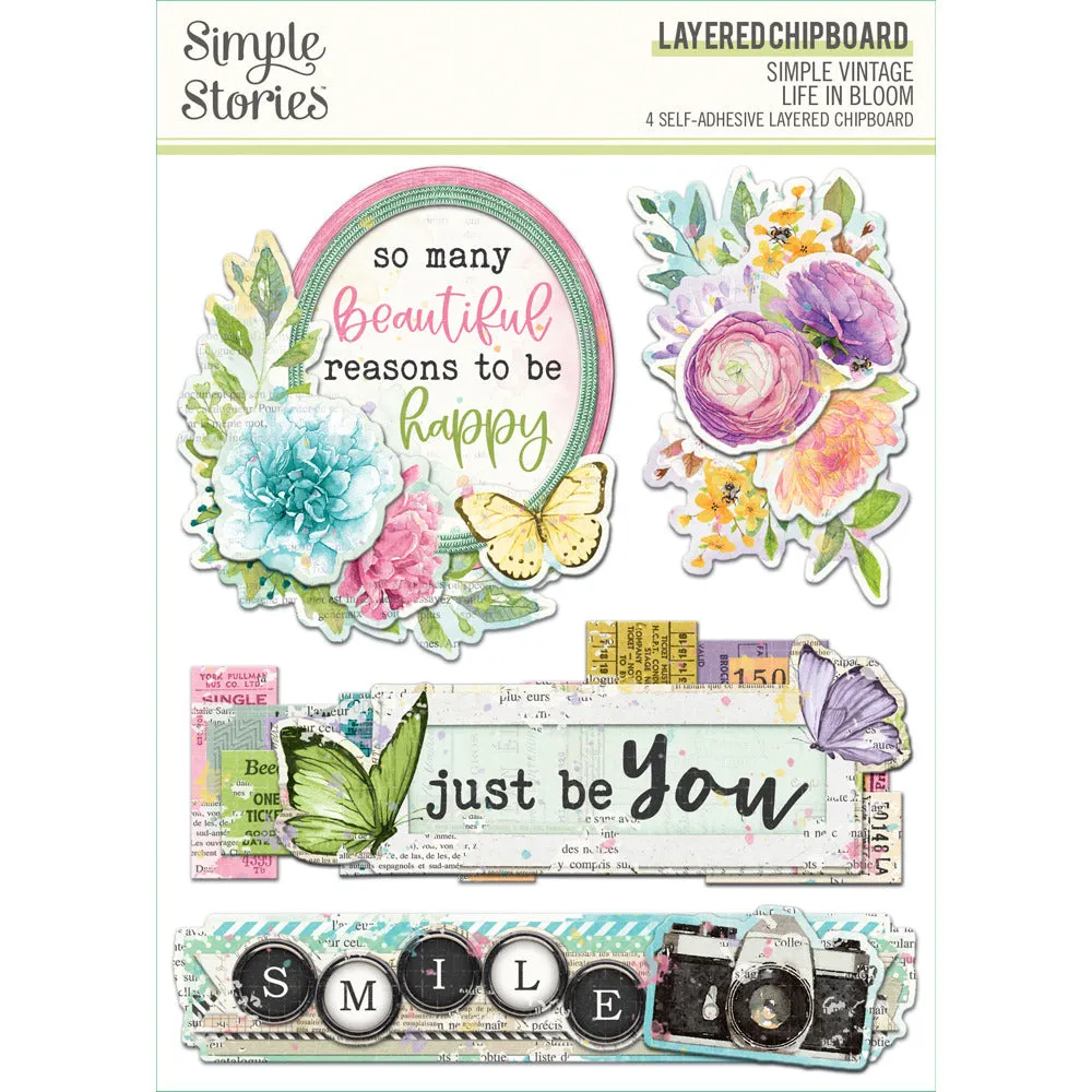 Simple Stories - Layered Chipboard, Simple Vintage Life in Bloom