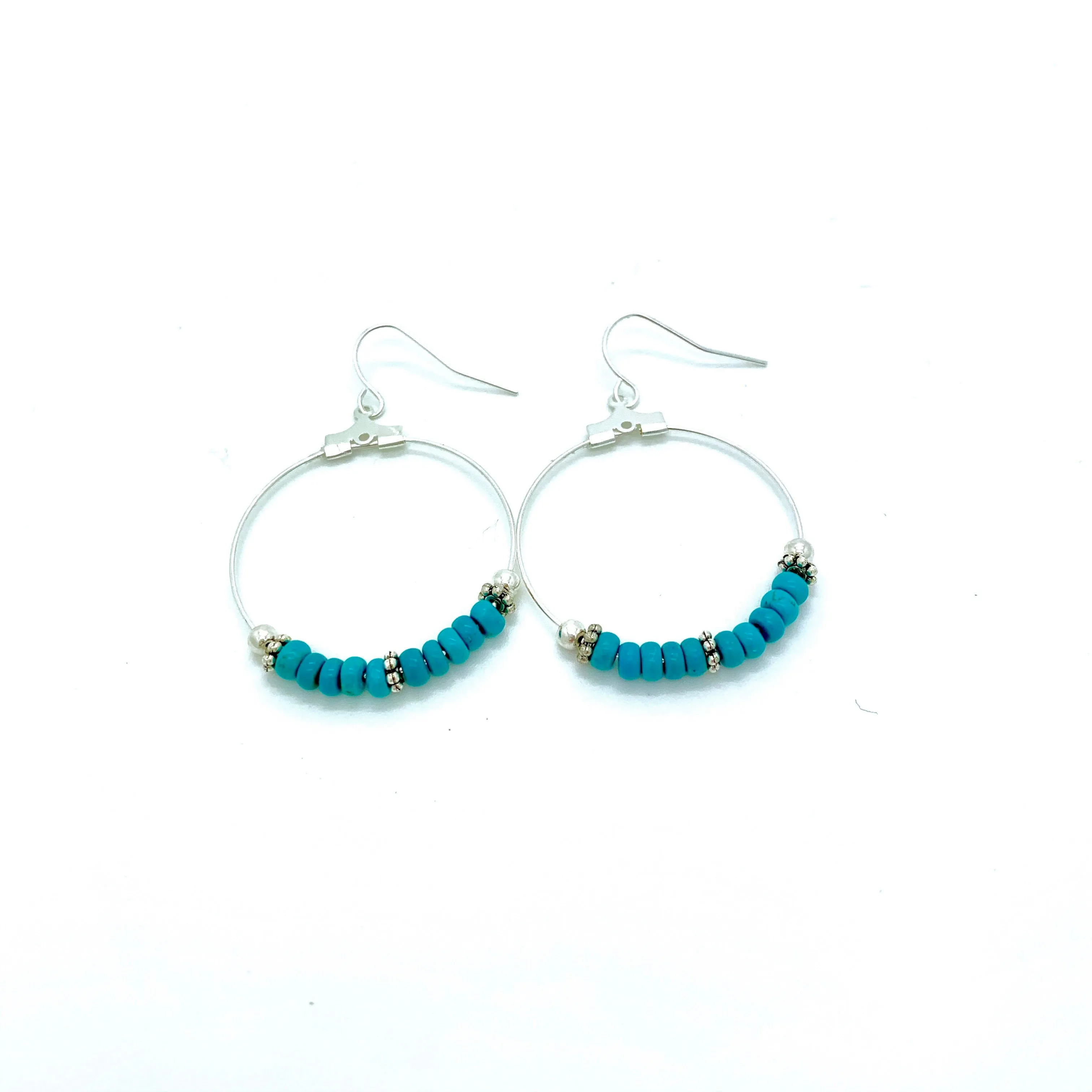 Simple Turquoise Hoop Earrings