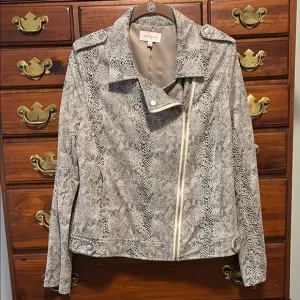 Skies Are Blue Snake Print Moto Jacket