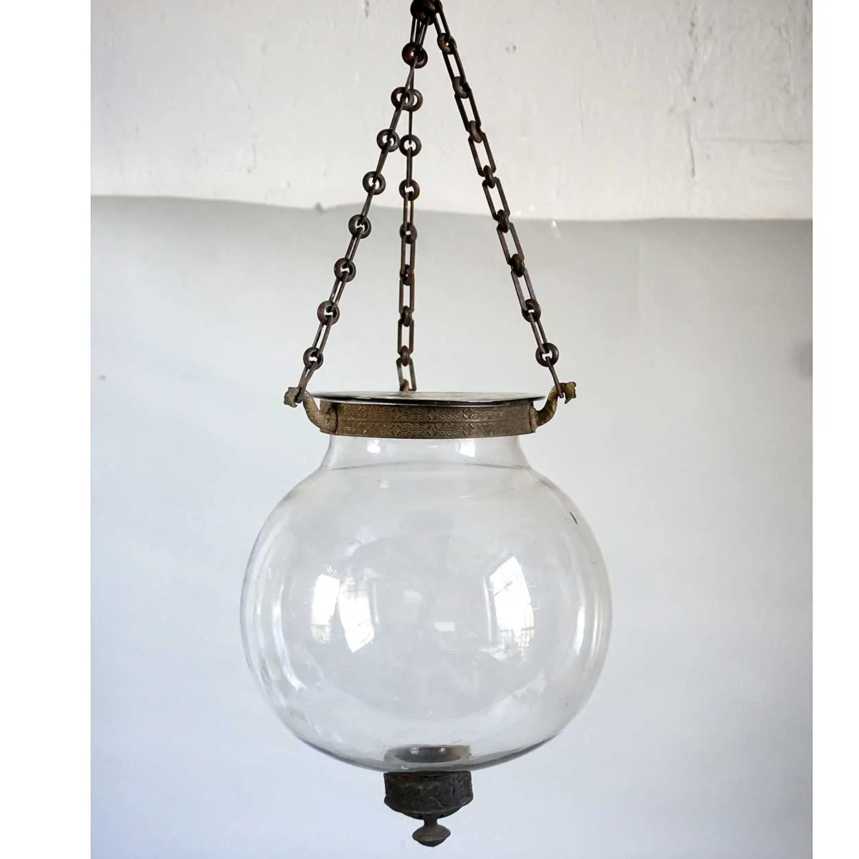 Small English Glass Globe Pendant Hall Candle Lantern