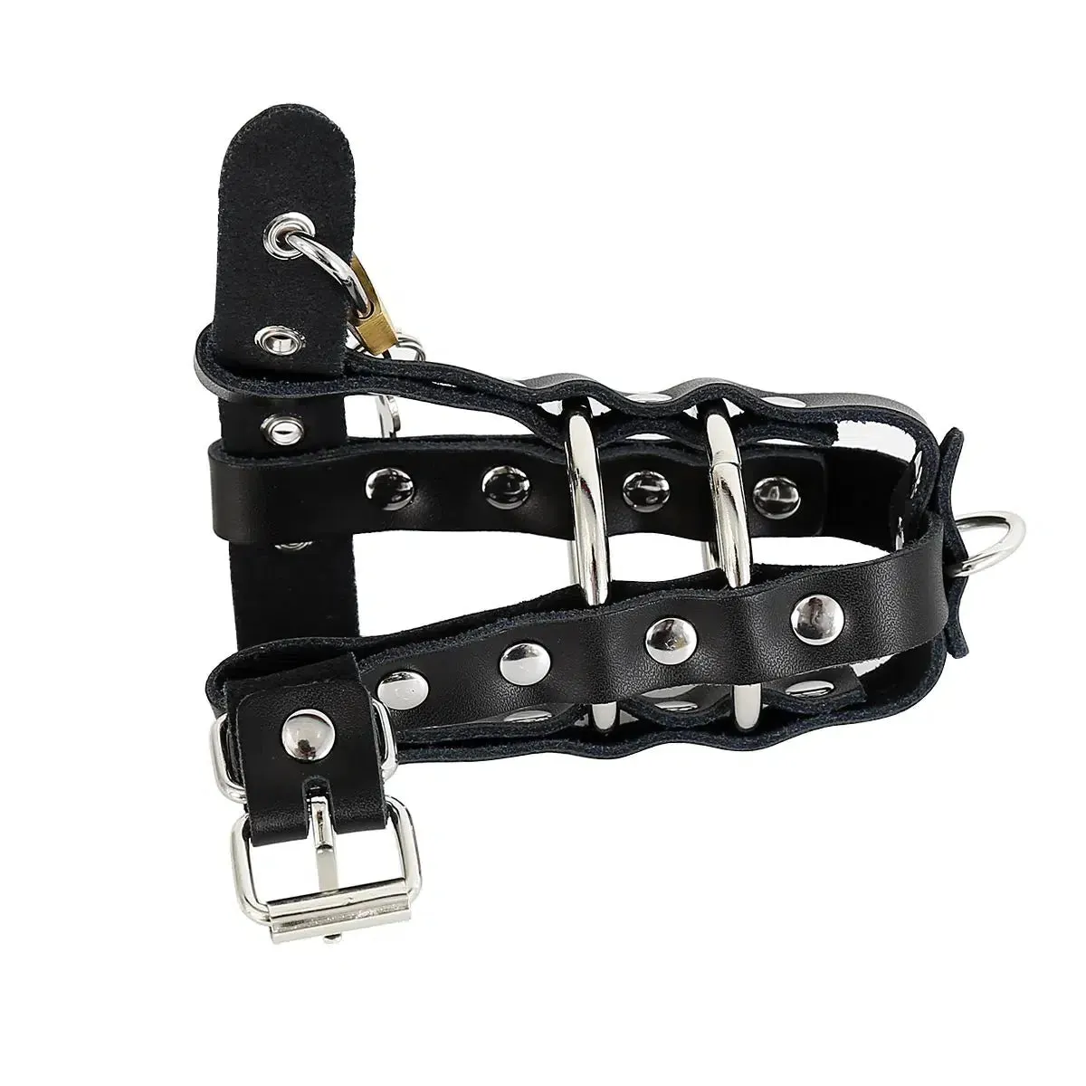 Smart Moves - Penis Trap met Metalen Ringen en Hangslotje - Zwart