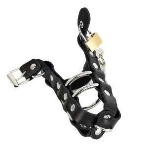 Smart Moves - Penis Trap met Metalen Ringen en Hangslotje - Zwart