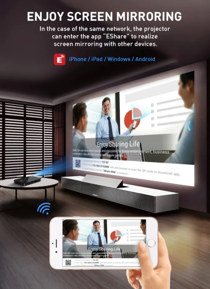 Smart Wi-fi 4k Ultra Hd Mobile Wireless Projector