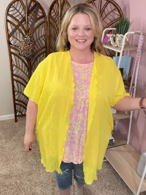So Simple Gauze Cardigan w/Pockets - Lemonade