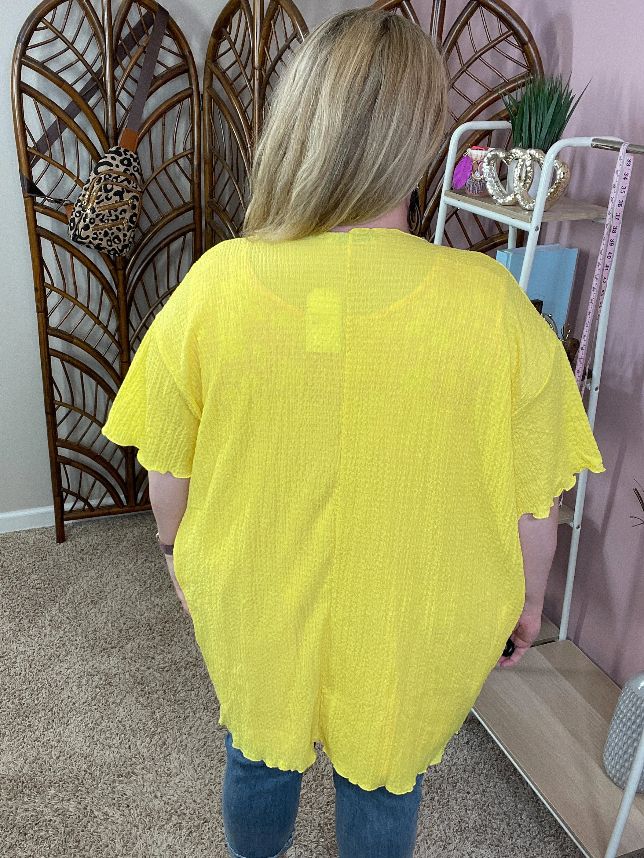 So Simple Gauze Cardigan w/Pockets - Lemonade