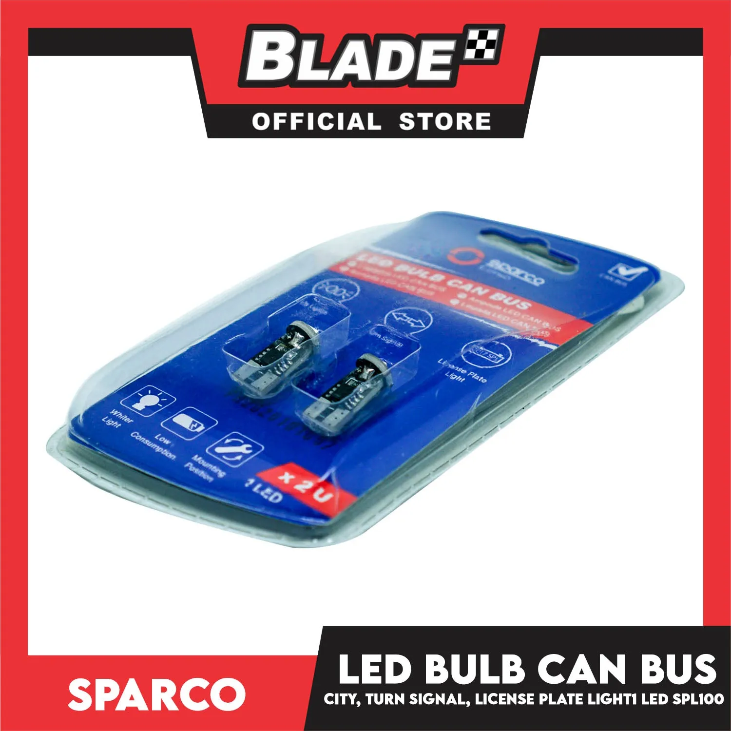 Sparco Led Bulb Can Bus SPL100 1LED Used for City Lights, Turn Signal & License Plate Light