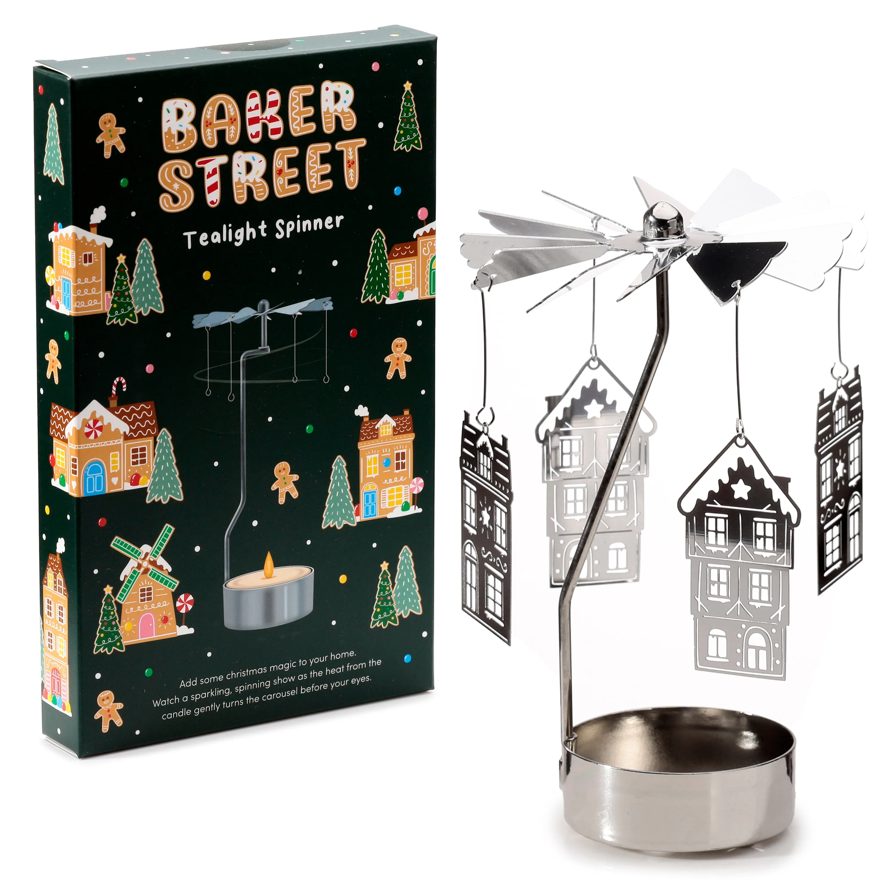 Spinning Tea Light Carousel Candle Holder - Christmas Baker Street