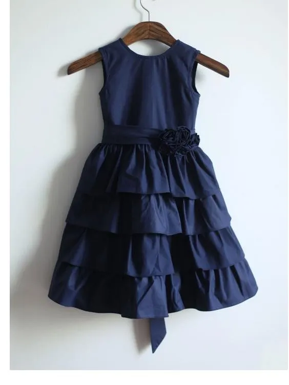Stain Princess Sleeveless Long Taffeta Flower Girls Dresses With Bowknot