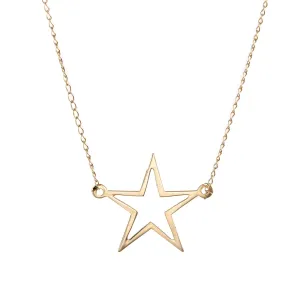 Star Necklace Estate 14k Yellow Gold 16 Inch Choker Length Vintage Fine Jewelry