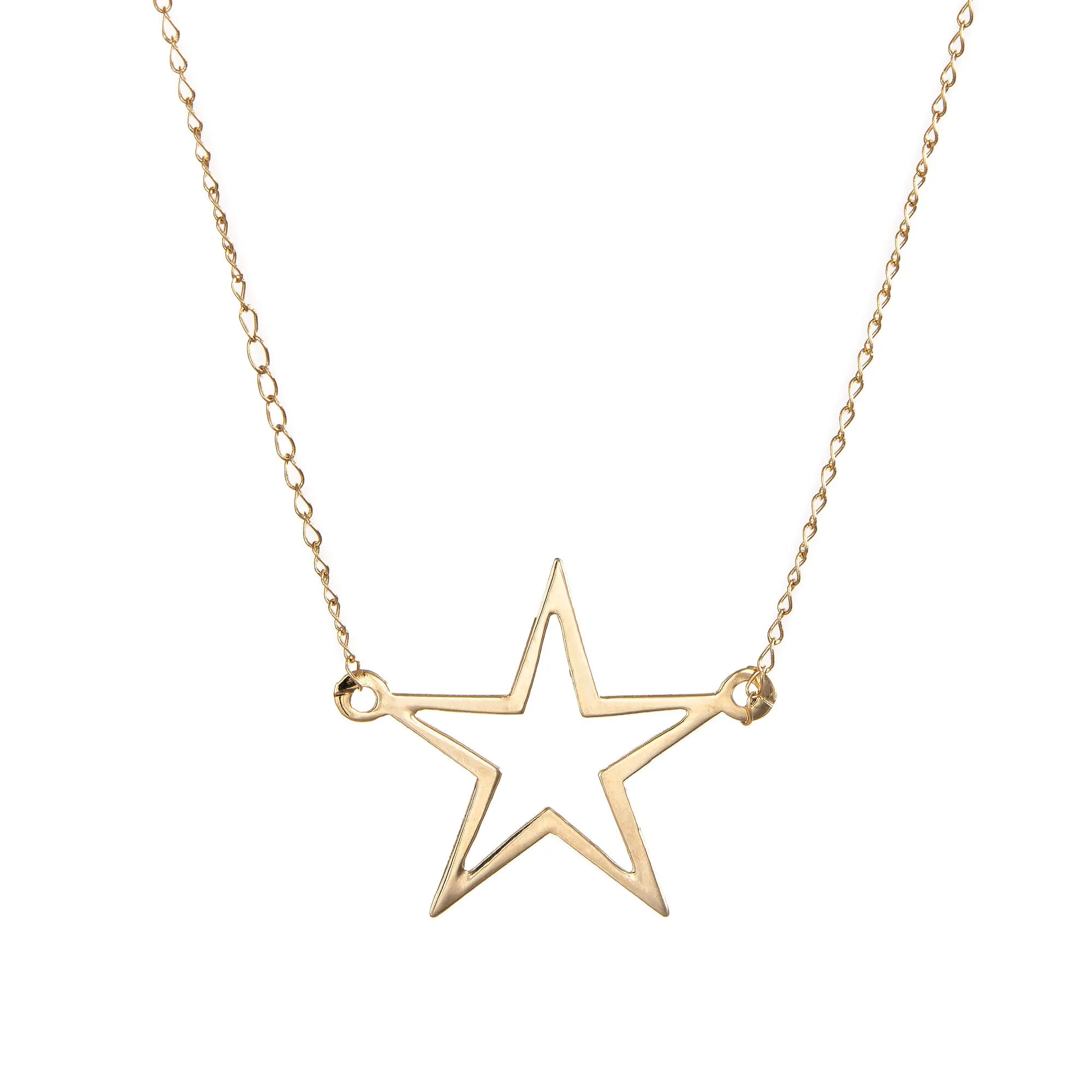 Star Necklace Estate 14k Yellow Gold 16 Inch Choker Length Vintage Fine Jewelry