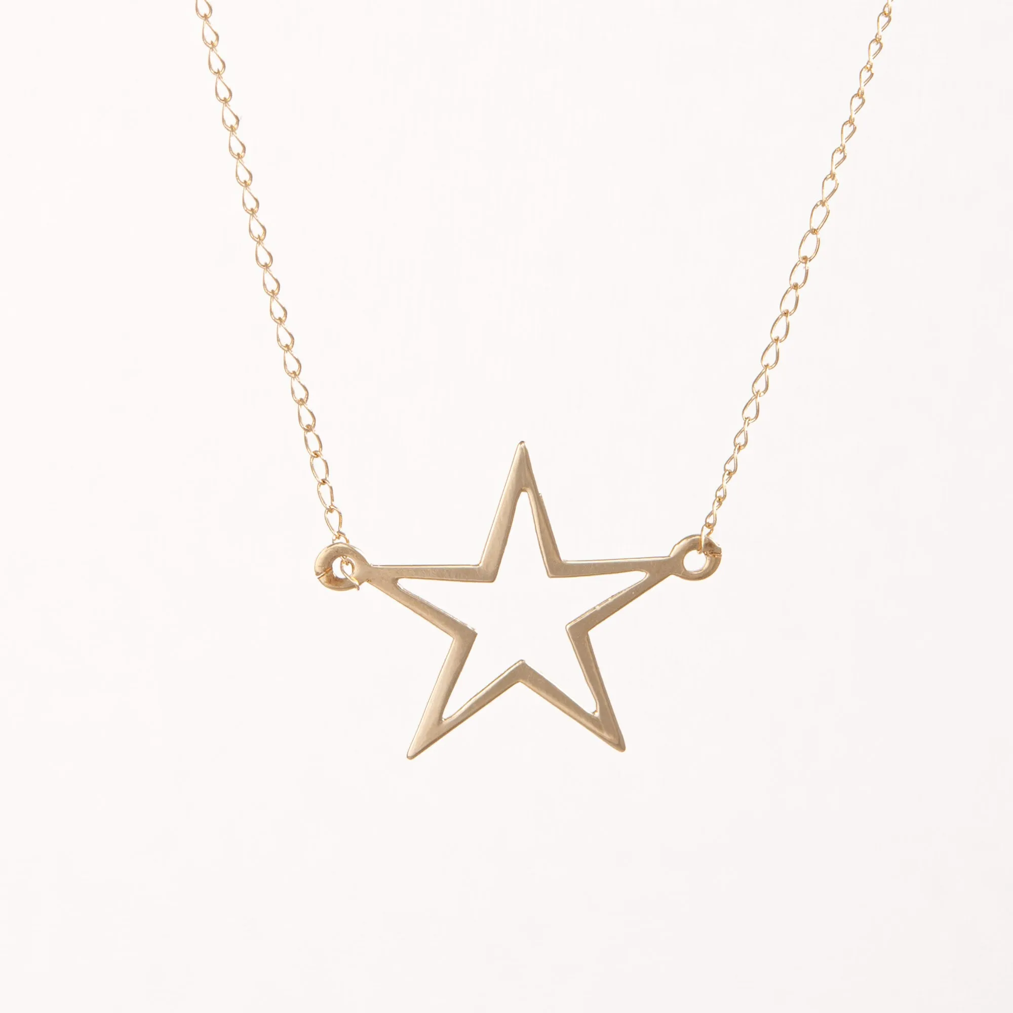 Star Necklace Estate 14k Yellow Gold 16 Inch Choker Length Vintage Fine Jewelry