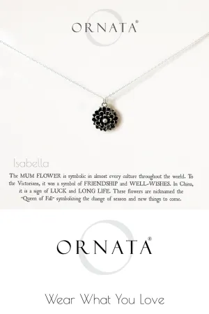 Sterling Silver and Silver Plated Chrysanthemum Charm Necklace