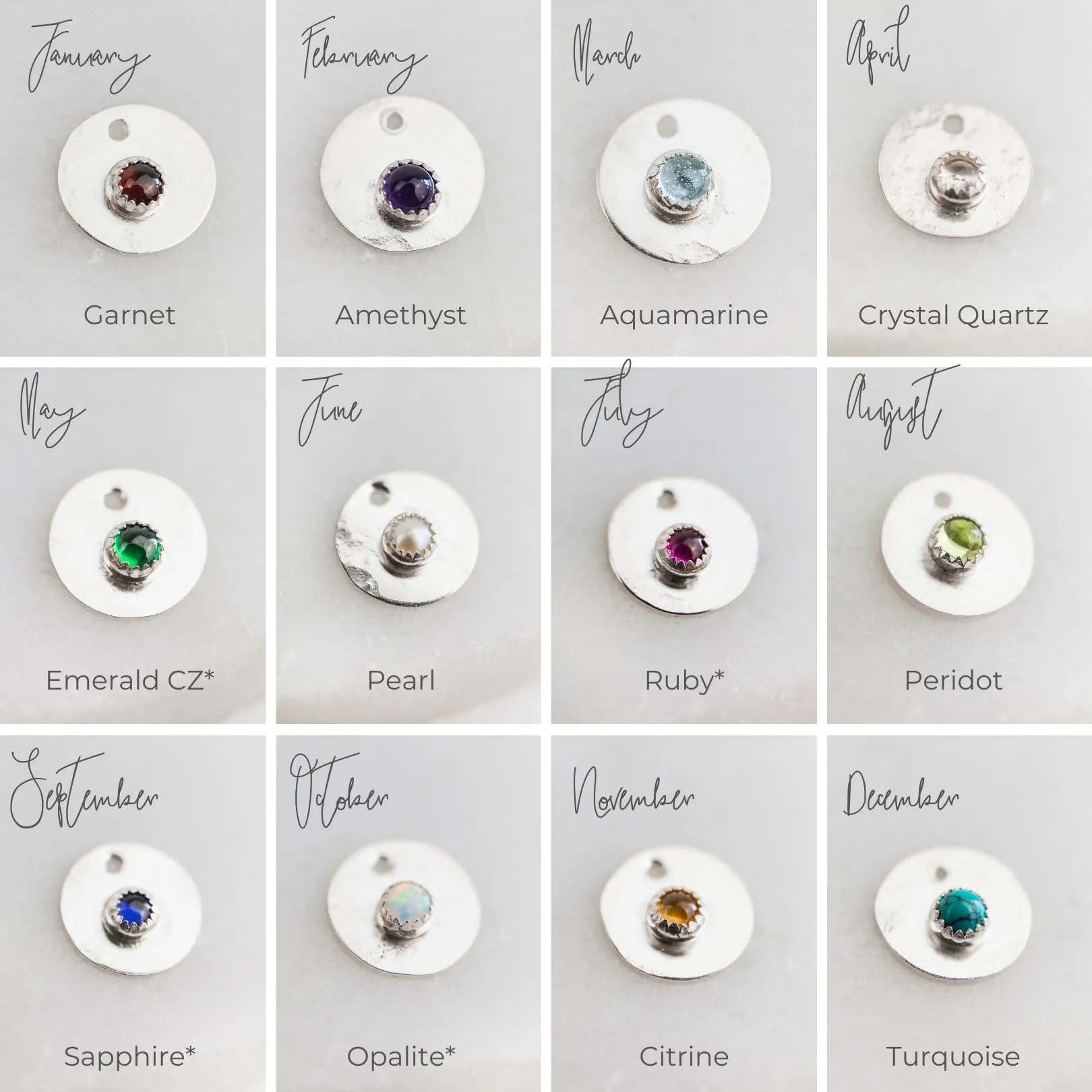 Sterling Silver Birth Month Flower with Birthstone Cluster Bracelet