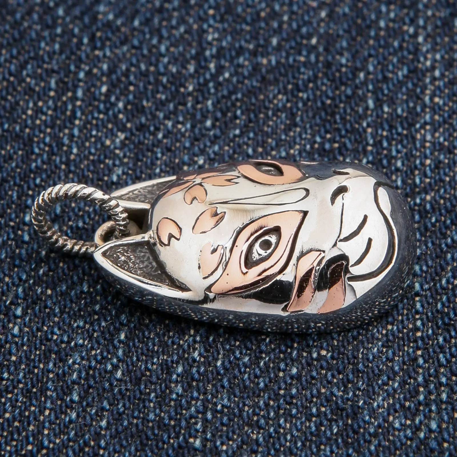 Sterling Silver Japanese Kitsune Fox Mask Pendant