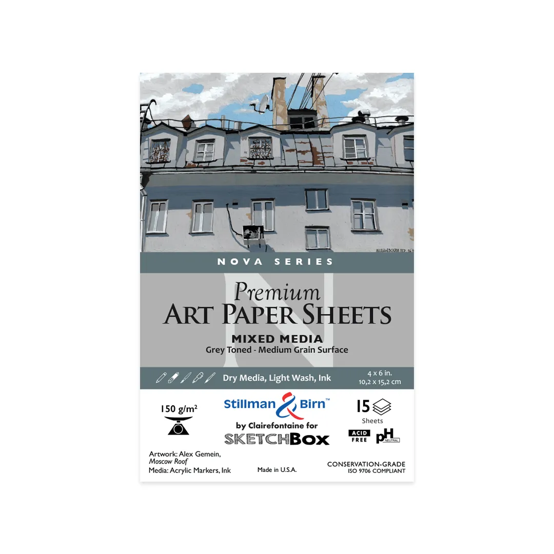 Stillman & Birn Nova Series 150gsm Grey 4x6 15 Sheet Pack