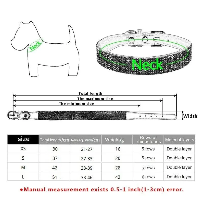 Suede Fiber Crystal Diamond Studded Bling Dog/Cat Fancy Collars Glitter Rhinestone