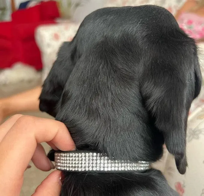 Suede Fiber Crystal Diamond Studded Bling Dog/Cat Fancy Collars Glitter Rhinestone